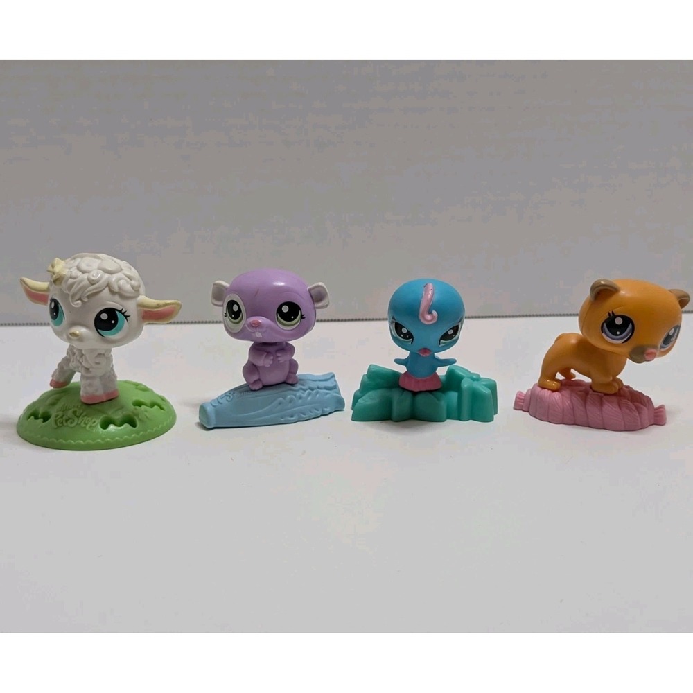 LPS Littlest Pet Shop McDonald's Happy meal Figures Toy lot Of 4 Lamb Ferret
